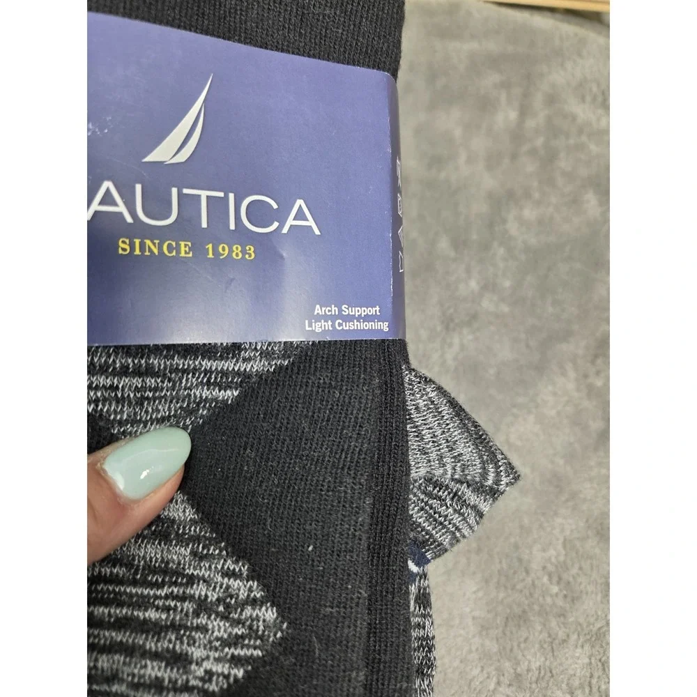 Nautica Socks Men's‎ Large 6-12.5 Black Gray 4 Pairs Arch Support Light Cushion